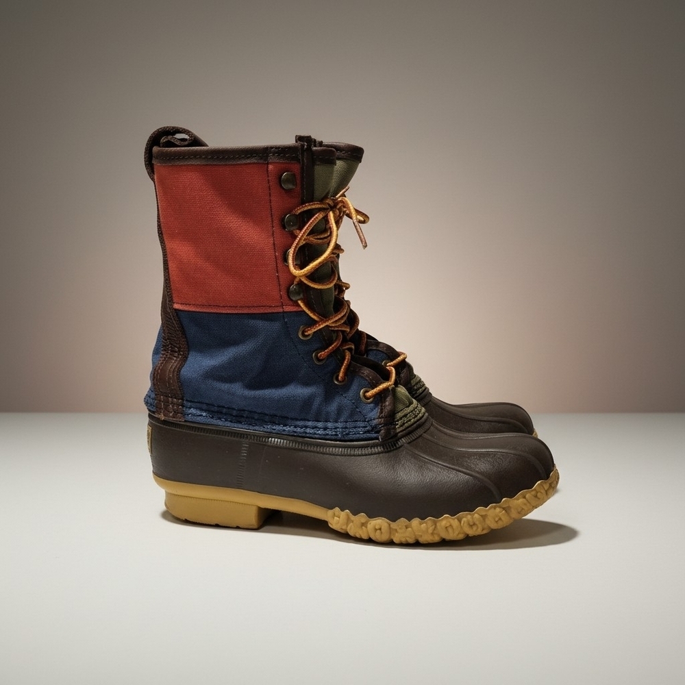 Vintage LL Bean Original Duck Boots Colorblock Canvas Mid-Calf USA